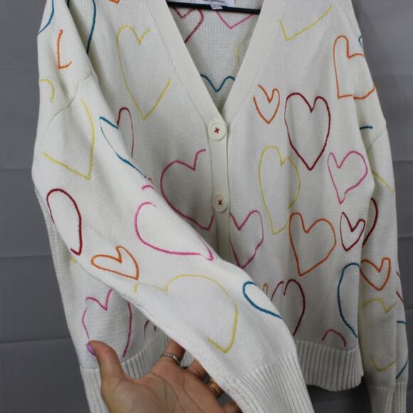 Kerri Rosenthal XOKR Sweater Women Small Rainbow Heart Artsy Whimsical Soft Girl - Picture 5 of 13